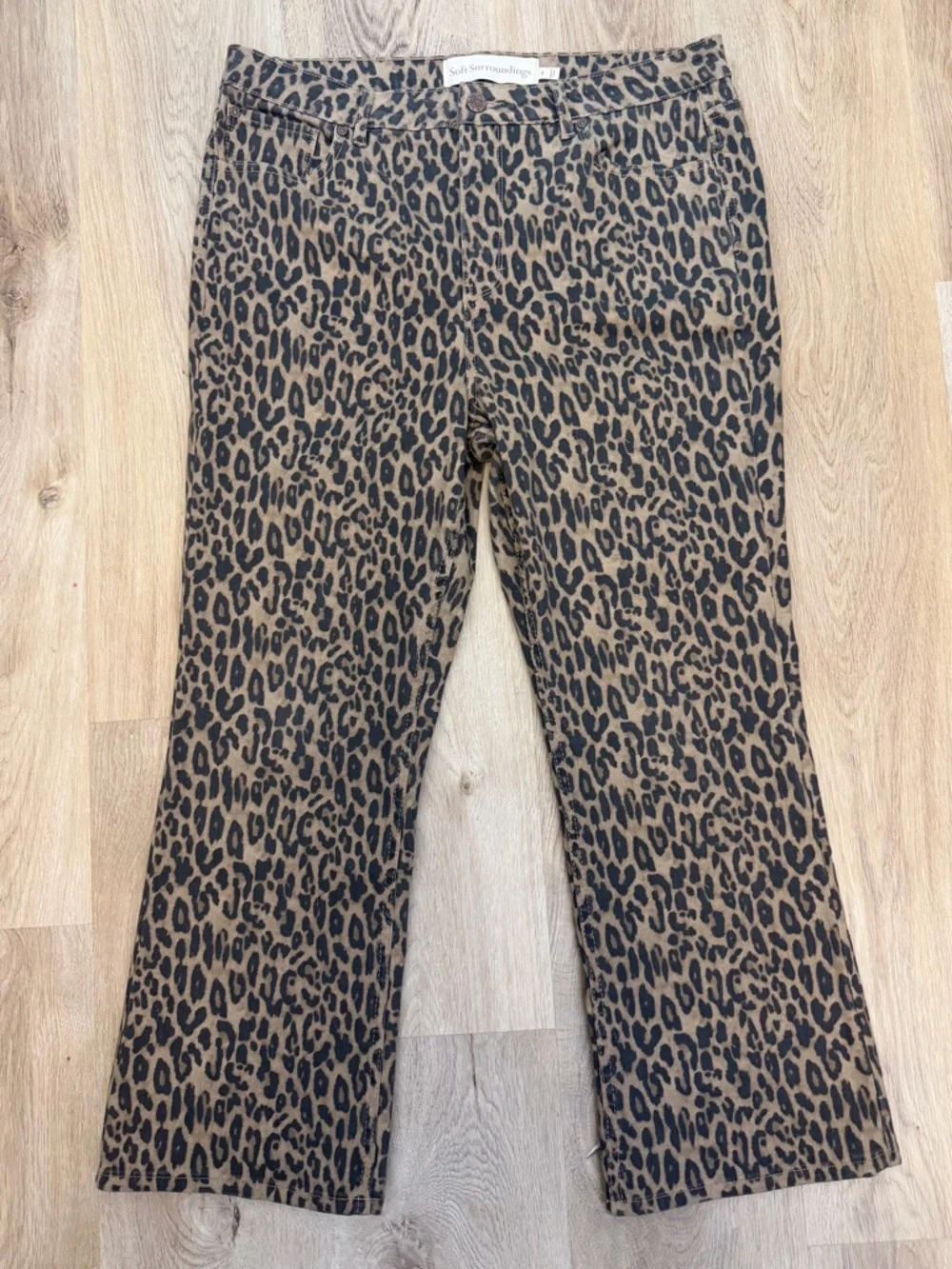 Soft Surroundings Leopard Print Ankle Jeans - Brown and Black